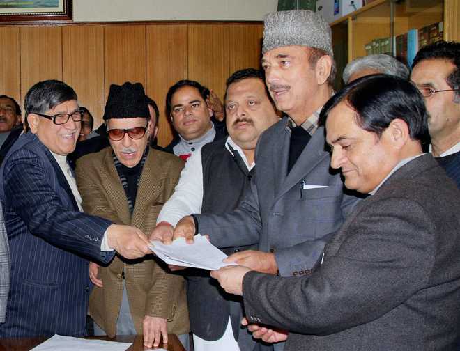 Azad, six others file papers for RS polls in Kashmir