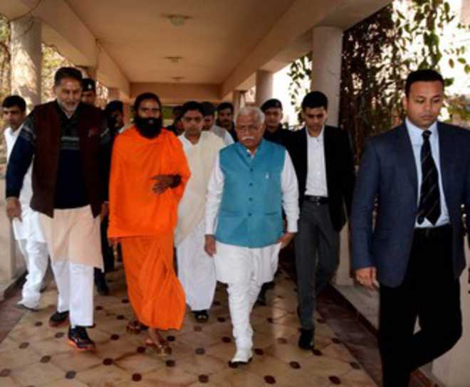 Khattar seeks Ramdev’s help to make Haryana yoga hub