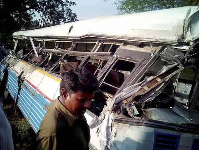 10 killed in bus-truck collision in Telangana