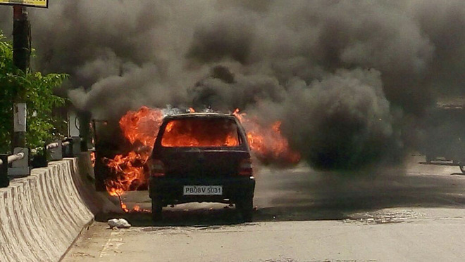 Car catches fire