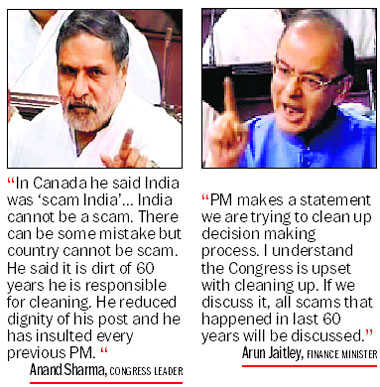 Modi’s ‘scam India’ remark riles Oppn in Rajya Sabha