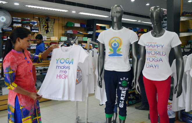 Yoga mats, T-shirts post a healthy sale
