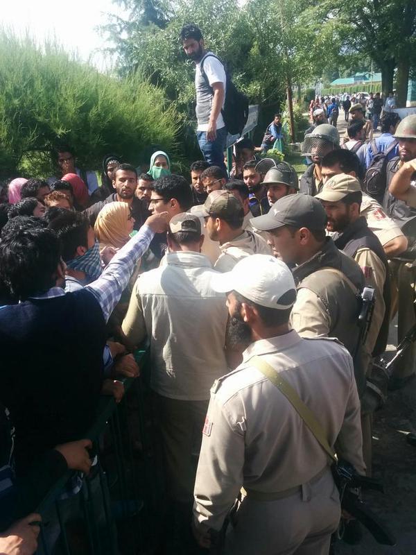Protests continue in Kashmir university over arrest of student