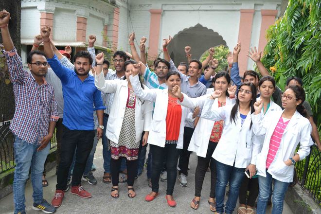 Ayurveda students protest delay in exams The Tribune India