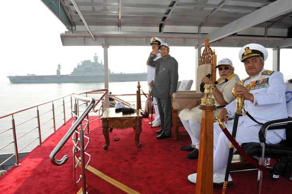 President Pranab reviews naval fleet