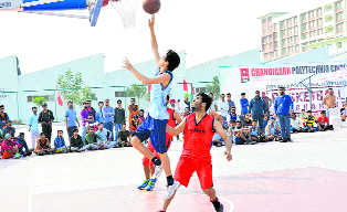 Chandigarh college lift basketball trophy