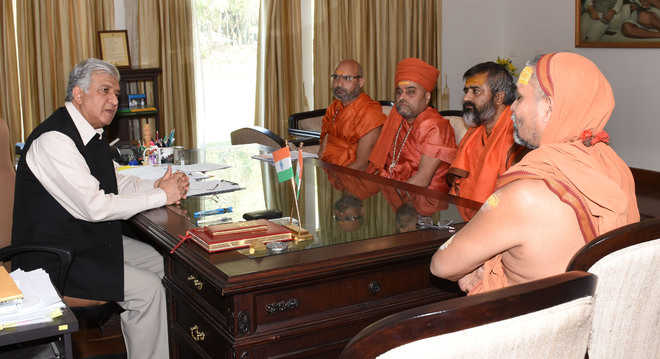 adi samadhi kedarnath sought restoration tribune friday bhavan disciples swami dehradun governor kk interact raj saraswati paul