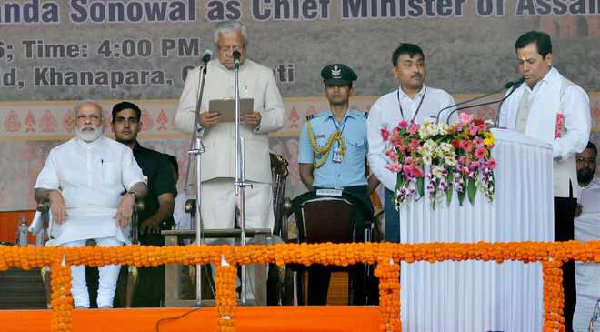 Sonowal sworn in as Assam CM; PM Modi, Shah in attendance