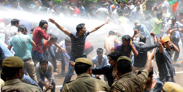 BJP protests water, power crises outside CM''s house : The Tribune India