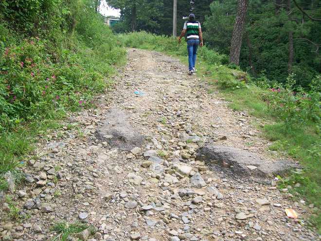 This broken, potholed Kasauli road says it all