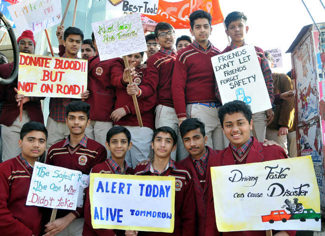 Students spread road safety awareness