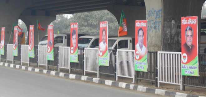 BJP flags adorn Panipat ahead of meet