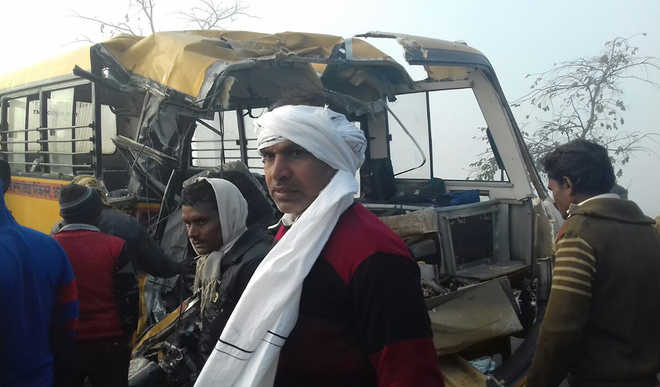 Tragedy in UP: 12 kids die in bus-truck collision