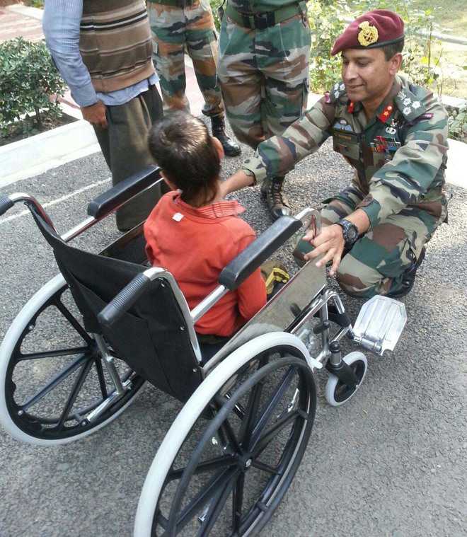 Army donates wheelchair to polio-affected boy