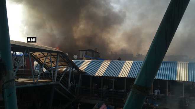 Major fire outside Bandra station in Mumbai