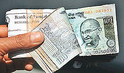 Rupee falls further, down 8 paise against dollar
