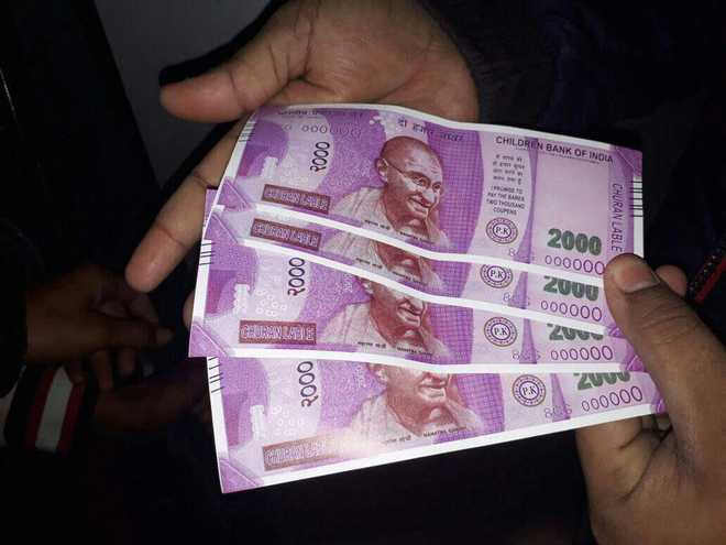 ‘Children Bank of India’ notes dispensed by ATM in Delhi