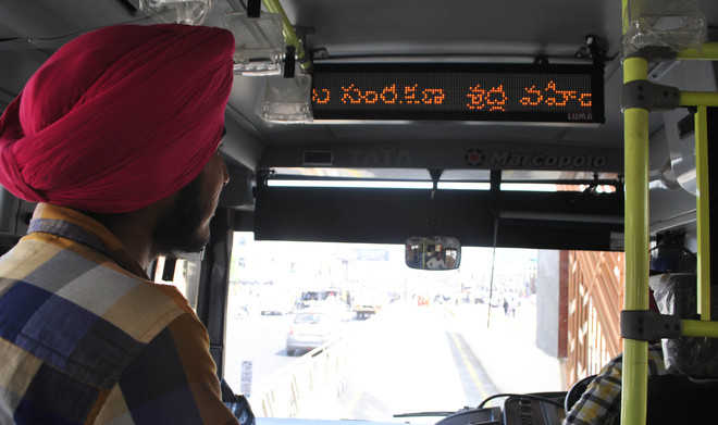 Passengers irked as LED displays in metro buses flash messages in Telugu