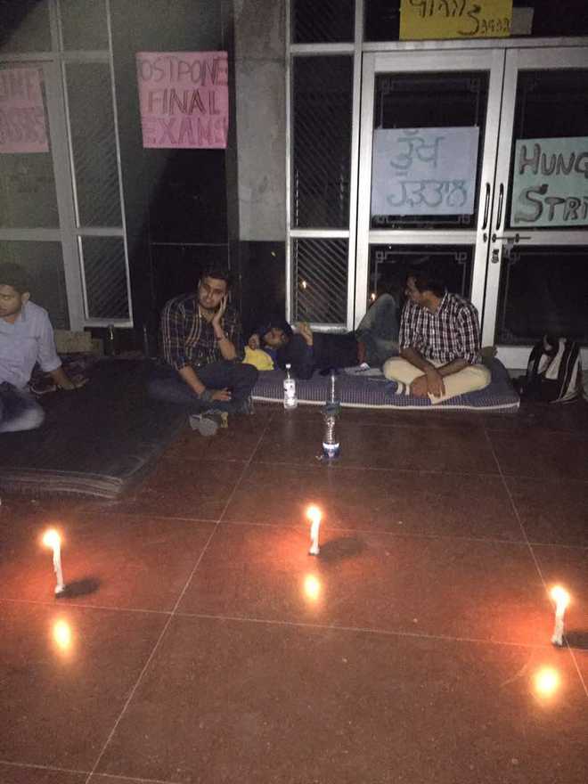 BDS students of Gian Sagar Dental College, Banur, sit on hunger strike