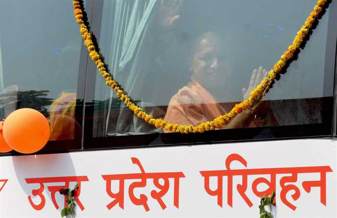 UP CM Yogi Adityanath Flags Off 27 Air-conditioned Buses : The Tribune ...