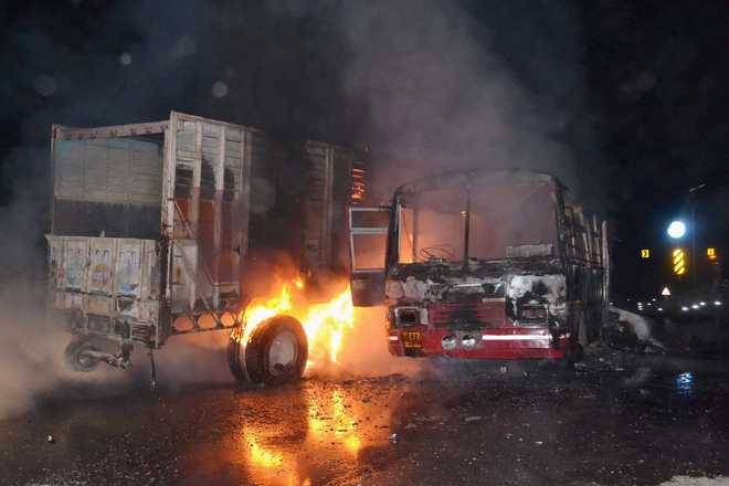 24 burnt alive as bus catches fire after collision in Bareilly - The ...