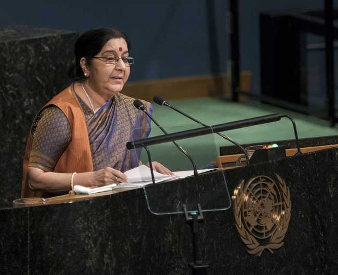 Terrorism existentialist danger to mankind: Sushma Swaraj at UNGA