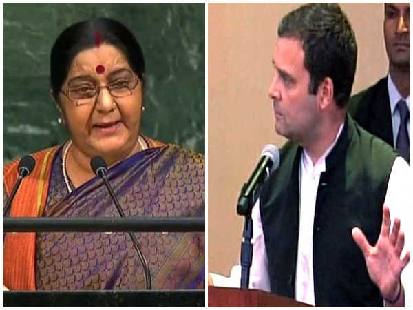 Rahul ''thanks'' Sushma for recognising Cong''s ''vision''
