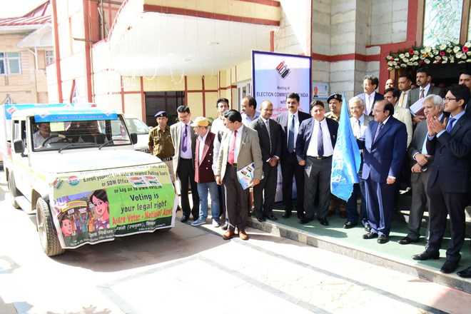 Election awareness vehicle flagged off