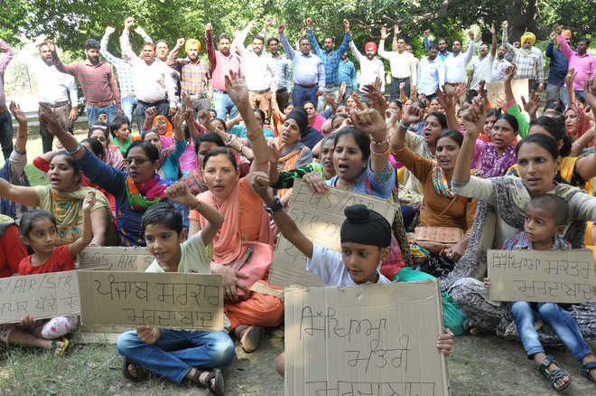Teachers' union protests for regular job
