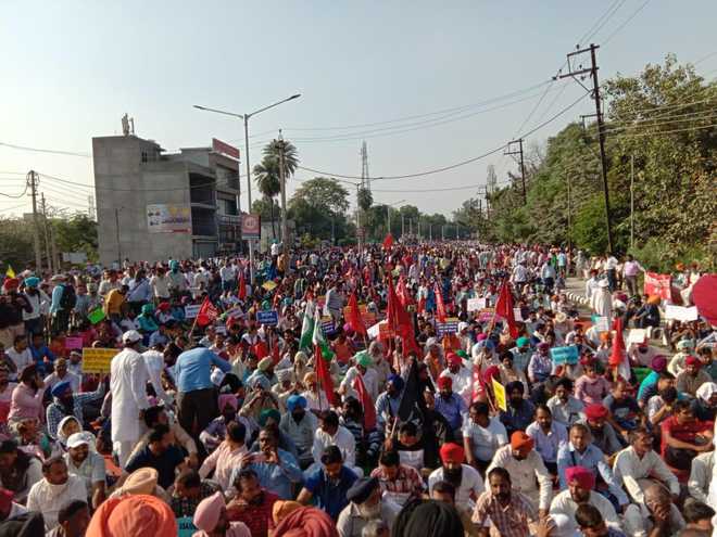 Thousands of teachers gather in Patiala to protest new pay scales