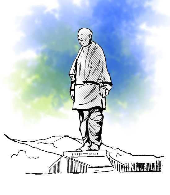 How draw a sketch of Sardar Vallabhbhai Patel, statue of unity in India |  Easy cartoon drawings, Vallabhbhai patel, Drawing sheet