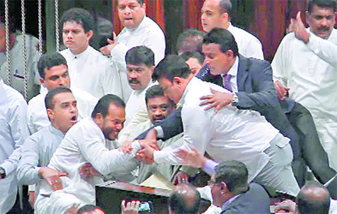 Chaos in Lankan House as Speaker comes under siege