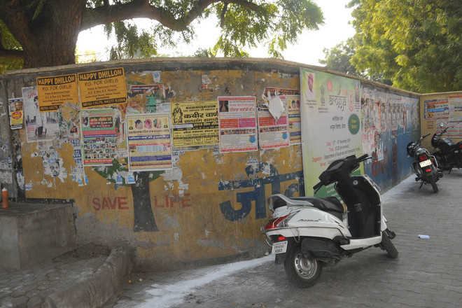 Posters spoil animated wall paintings in city