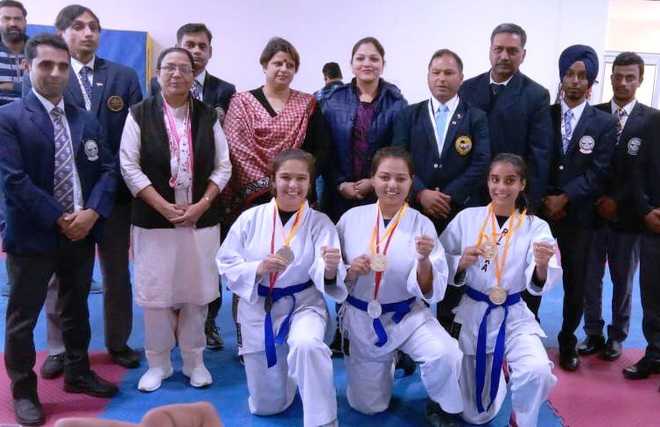 Government college players outshine in PU karate c’ship