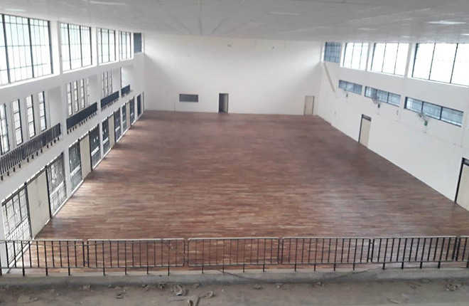 Gymnasium hall gets wooden floor after three decades