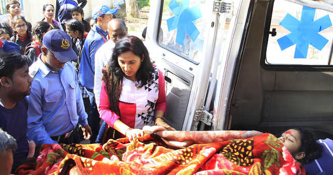 Khushi appears for first exam on stretcher