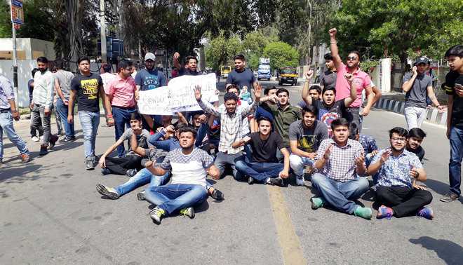 Students protest against CBSE