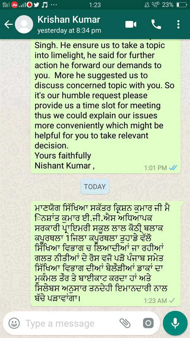 Teachers’ share woes via WhatsApp