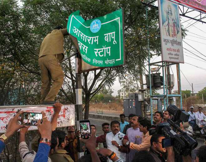 Bhopal mayor removes bus stand hoarding bearing Asaram’s name