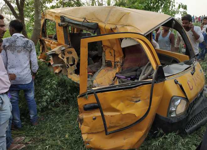 13 children killed as train hits school van in UP’s Kushinagar