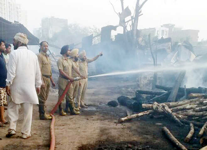 Around 100 shops gutted in Mohali furniture market fire