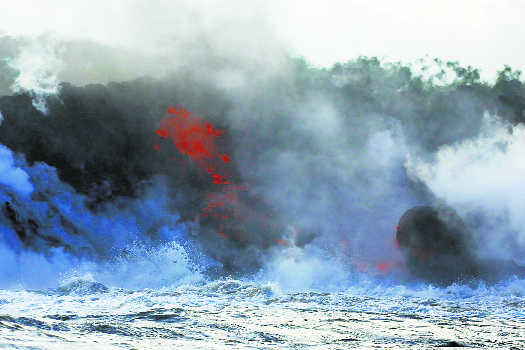 Lava from Kilauea enters Pacific