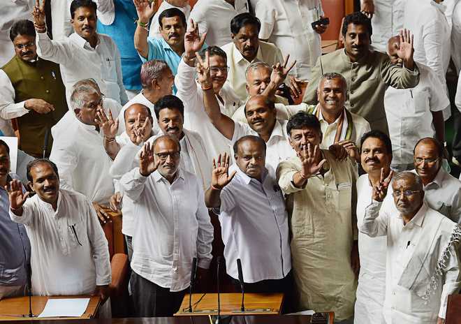 Kumaraswamy wins trust vote as BJP walks out of K''taka Assembly