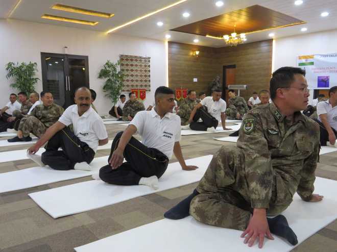 India-China military venture—joint yoga at 16,900 feet