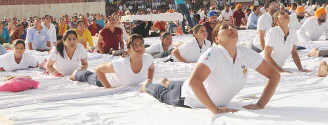 City residents stretch it out on Yoga Day