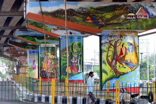 Bikram Chowk flyover turns canvas for artists