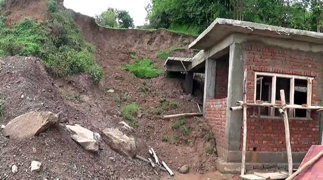 Landslide at Dharamsala village threatens houses
