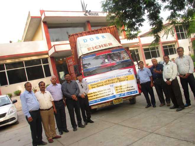 Faridabad industry donates relief material for Kerala flood victims