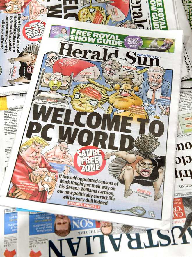 Australian newspaper defies reprints Serena Williams cartoon