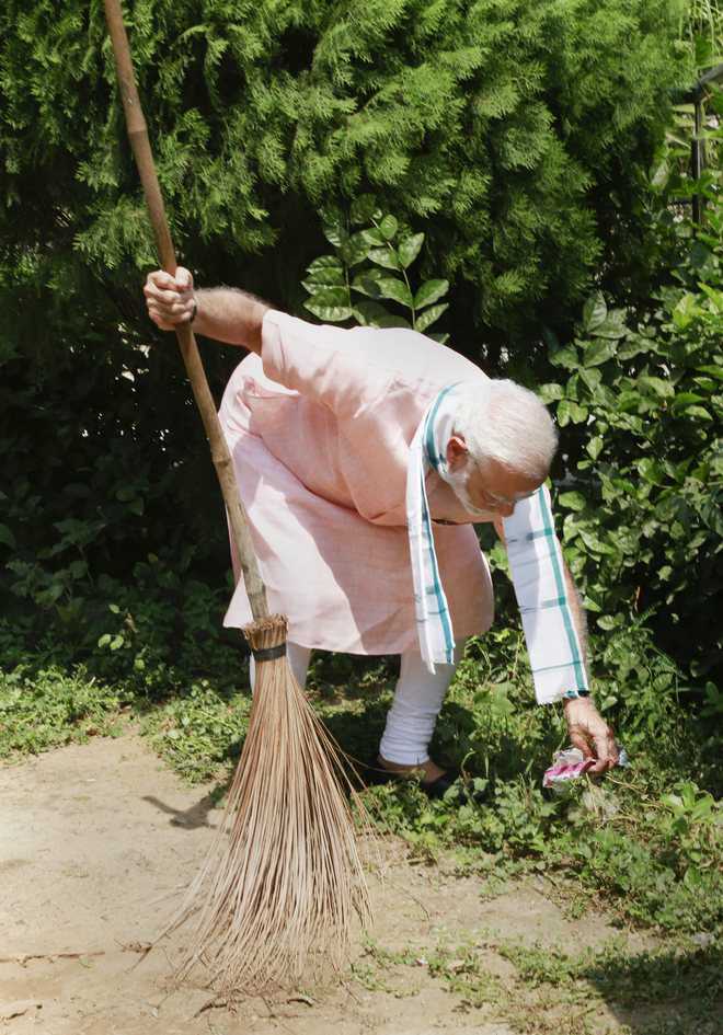 PM cleans Ambedkar school to launch ‘swachhata’ drive